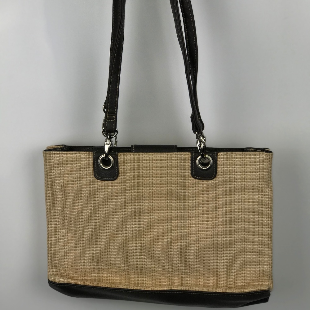 Tan and Brown Weave Design Handbag